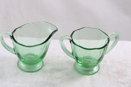 Uranium Vaseline Depression glass Cream & Sugar