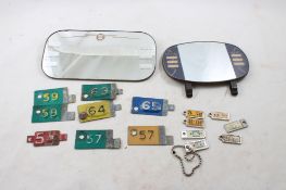 1940's Auto Visor Mirrors, 50s, 60s License Tabs +