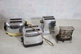 4 Antique Toasters 1940's Yellow Coronet & More