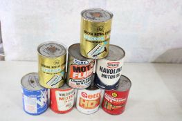 8 Oil Cans 6 are Cardboard, 2 are Steel Side
