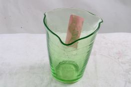 Federal Vaseline Uranium Glass 3 Spout Meas. Cup