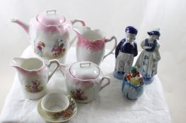 3 Pc Tea Set, Occupied Japan Dutch Figures