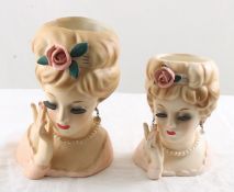 Pair 1961 Inarco Lady Head Vases 6