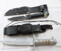 2 Fixed Blade Survival Knives in Sheaths