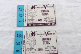 2 1963 MN Vikings Chicago Bears Ticket Stubs