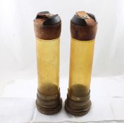 2 Antique Brass Leather Pneumatic Transitube Tubes