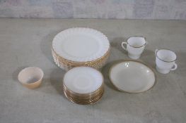 Fire King Milk Glass Gold Trim Dishware Set