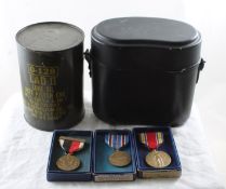 3 WW2 Military Medals, Field Gear, Lube Oil Full