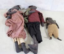 3 Black Americana Old Oil Cloth Dolls