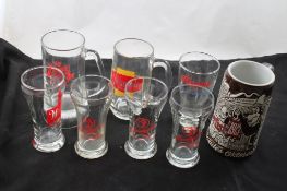 7 Vintage Beer Glasses, 1973 Hamm's Beer Stein