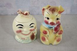 2 Vintage Cookie Jars Pig & Cow Jumped Over Moon