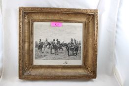 1899 Framed Signed Engraving Cavalry