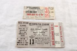 2 MLB All Star Game, Amer Leag. Ticket Stubs 64,65