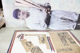Babe Ruth Life Size Cut Out, 1948 Death Newspapers
