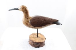 Carved Wood Sandpiper Dtd. 1932 Signed DIP