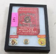 4 Black Americana Advertising 3 Pins & 1 Flour