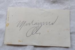 Muhammad Ali Boxer Signed Cut Card