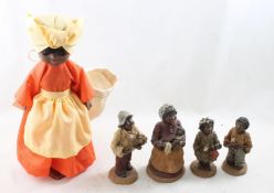 Black Americana Gambina Doll & 4 Figurines