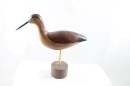 Wood Carved Sandpiper Dtd. 1932 Signed DP