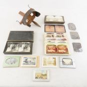 Antique Stereoscope viewer & cards & 3 tin type
