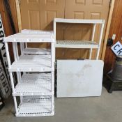 4 Plastic Shelves & Folding Table