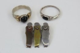 2 Sterling Silver Rings & 1 Far Fetched Brooch