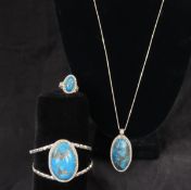 Sterling & Turquoise Bracelet, Ring & Necklace