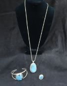 Sterling & Turquoise Bracelet, Ring & Necklace