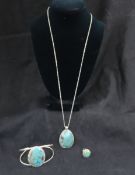 Sterling & Turquoise Bracelet, Ring & Necklace