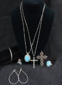 Turquoise and Red Coral Sterling Jewelry