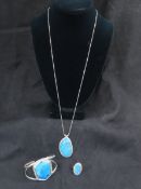 Sterling & Turquoise Bracelet, Ring & Necklace