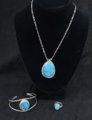 Sterling & Turquoise Bracelet, Ring & Necklace