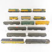 4 C&NW HO Scale Locomotives & 9 Cars