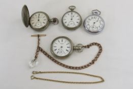 3 Waltham and 1 Hampden Pocket Watches