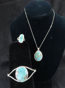 Sterling & Turquoise Bracelet, Ring & Necklace