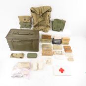 WWII medic items in ammunition can, armband