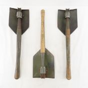 3 US WWII folding shovels