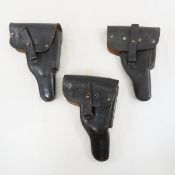 3 German leather pistol holsters