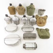 US Military mess kits, canteens, bacon tin