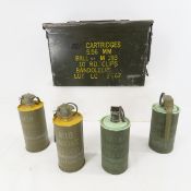 4 live Vietnam era M18 Smoke grenades