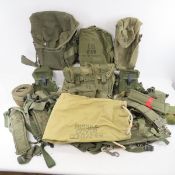 Bin full of mixed Military canvas, ammo pouches