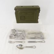 US Military utensils, 40 forks, 26 knives & spoon