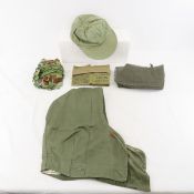 WWII US Military camo head net, hood, HBT cap