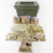 Large ammunition can with mixed caliber brass