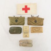 WWII US medic armband first aid kits and more