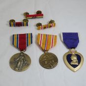 2 US WWII Medals & Purple Heart