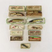 9 Vintage Creek Chub Fishing Lures in boxes