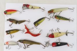 12 Vintage Fishing Lures, Heddon