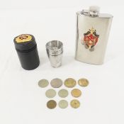 Russian KGB Flask, Army Cup Set & Coins