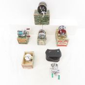 6 Vintage Pflueger Bait cast reels, 5 with boxes
